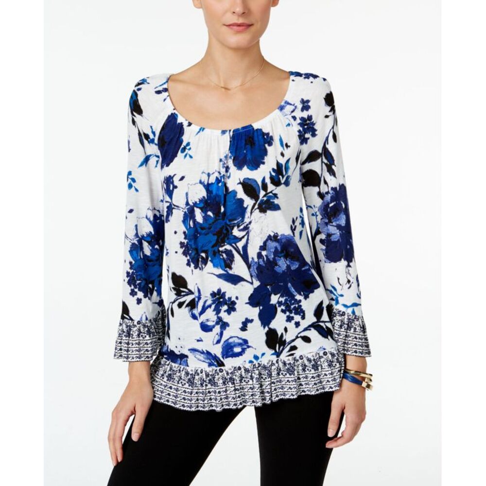 Inc International Concepts Petite Printed Flounce Top